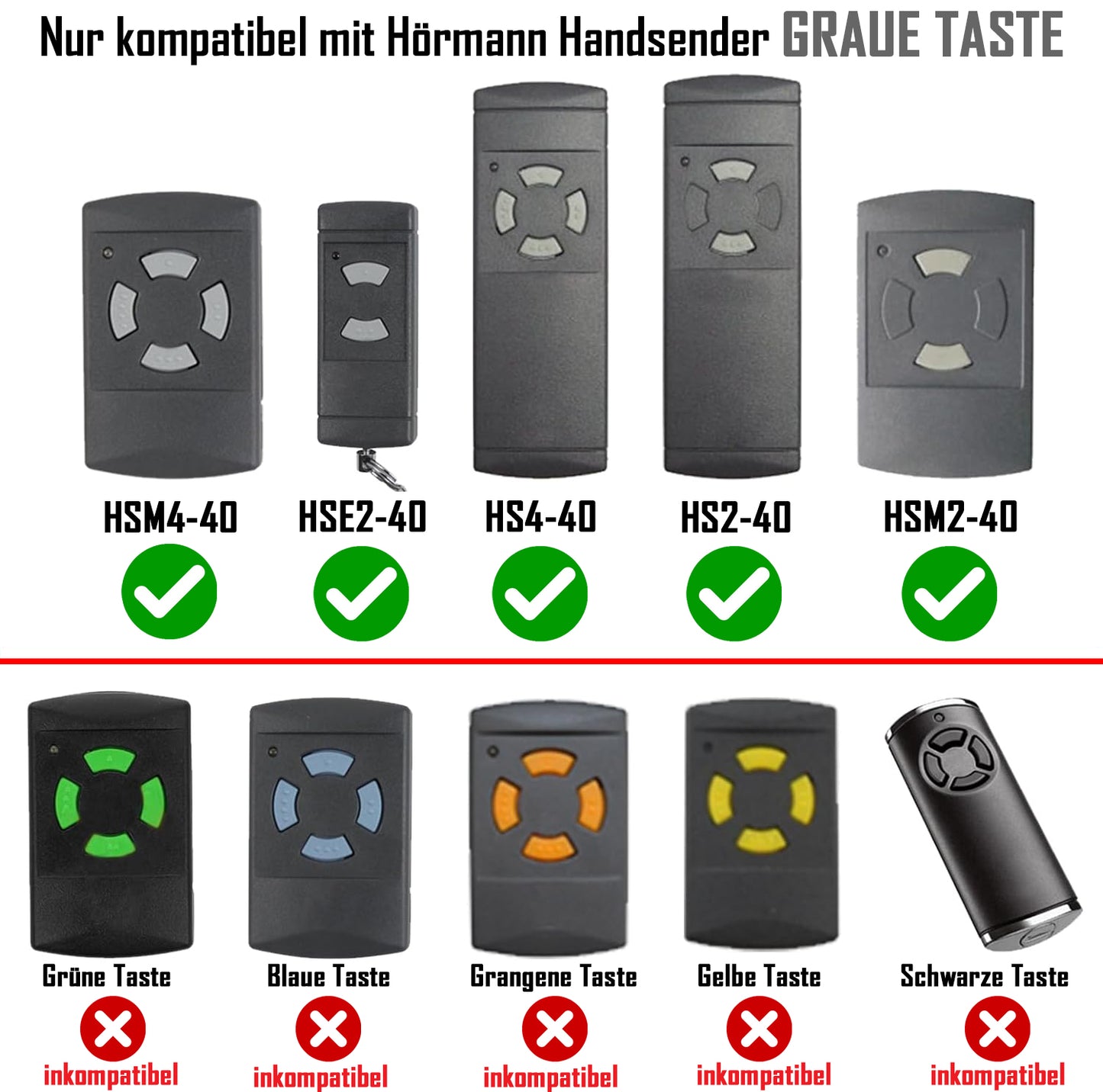 Hörmann Ersatz Handsender 40 MHz kompatibel mit Hörmann HS2/HS4 HSE/HSM
