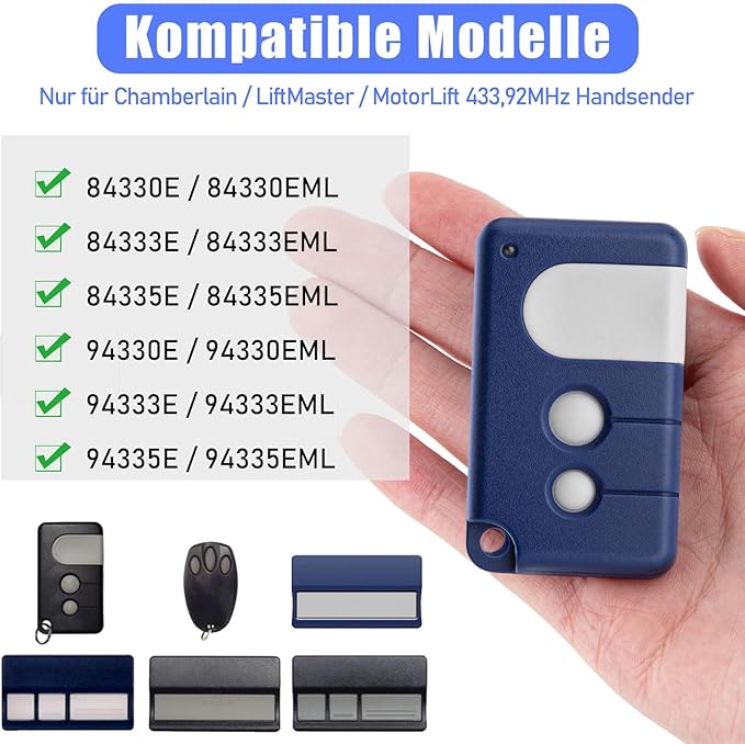 Liftmaster Ersatz Handsender 433,92MHz kompatibel mit 84333E 84333EML 84335EML 94335E 94335EML